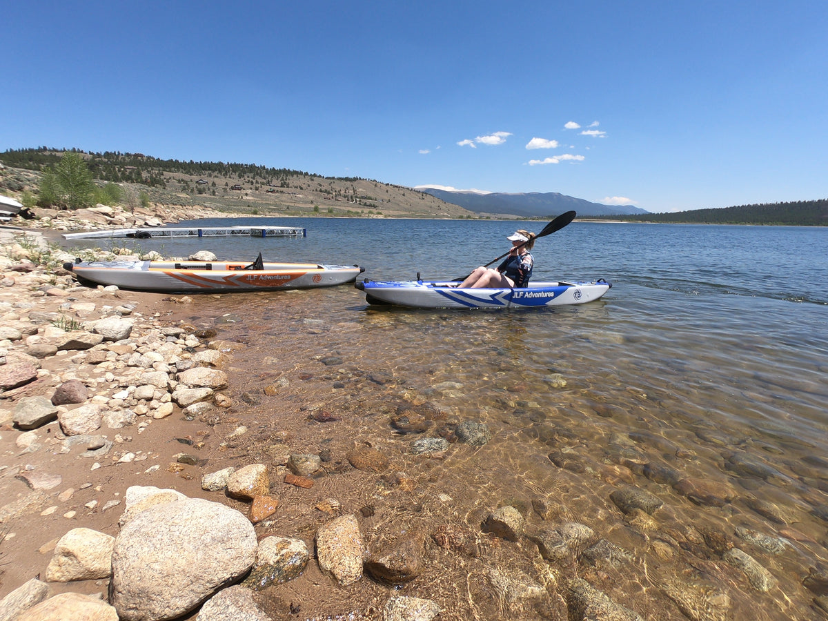 Foldable and inflatable paddle board and blow up 2-person kayak bliss ...