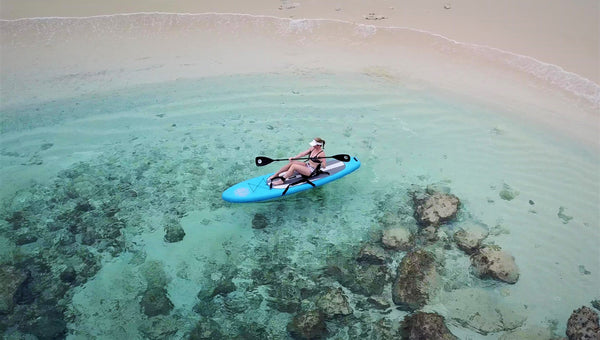 Inflatable blow up paddle board with high back kayak seat sit ocean