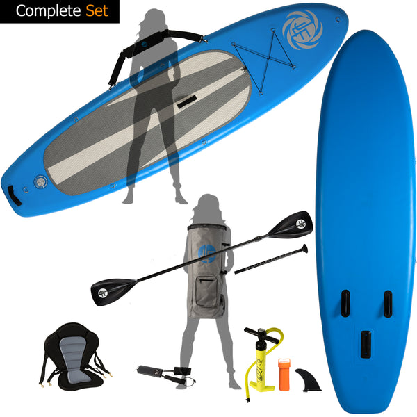 Inflatable blow up paddle board with high back kayak seat complete set