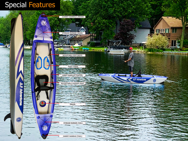 11ft Foldable Inflatable blow up kayak 1-person features