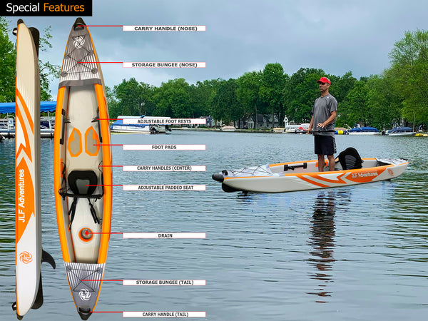 12ft Foldable Inflatable blow up kayak 1-person features