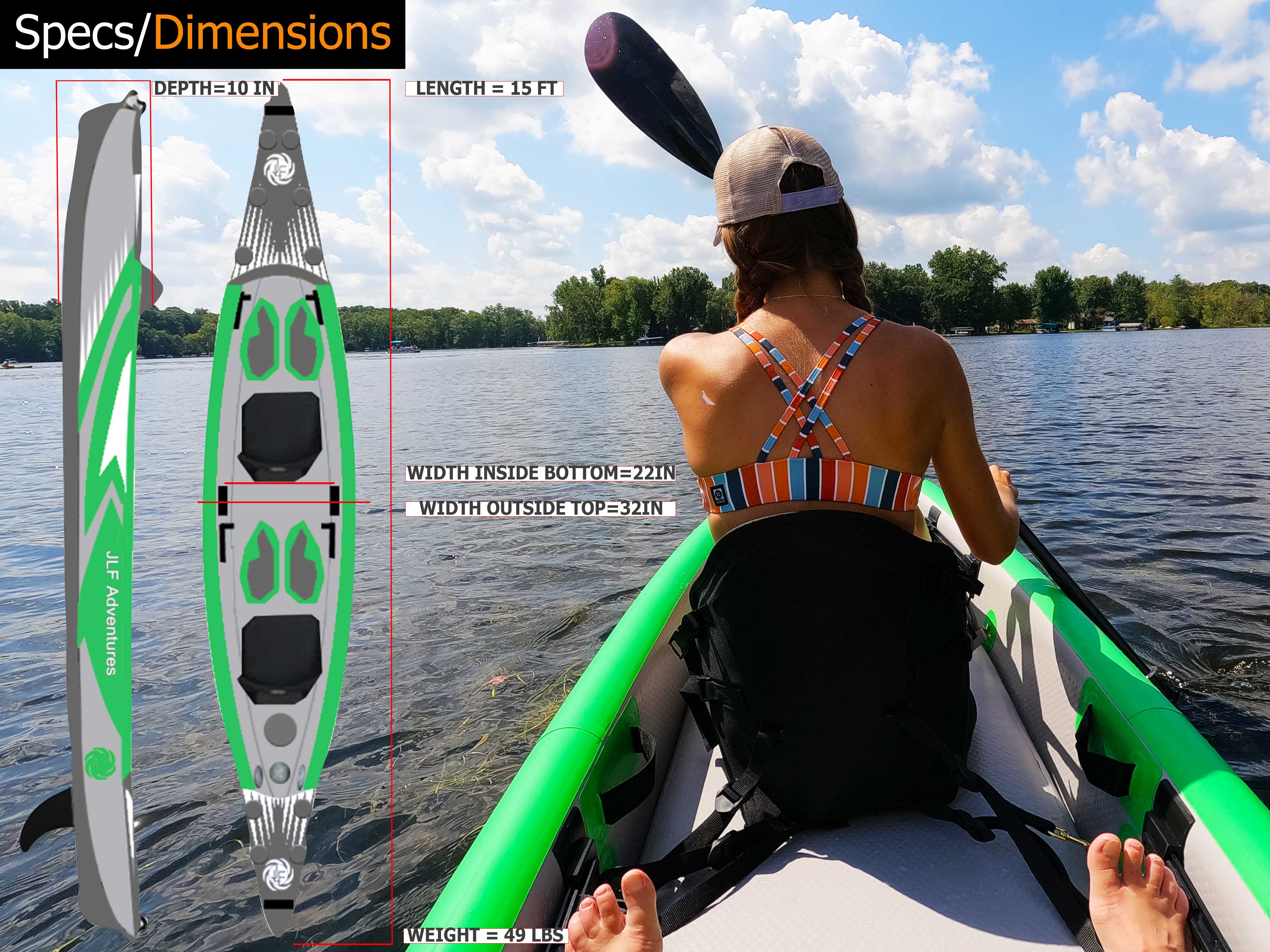 JLF 15 FT Tandem (2-Person) Inflatable Kayak Set – JLF Adventures